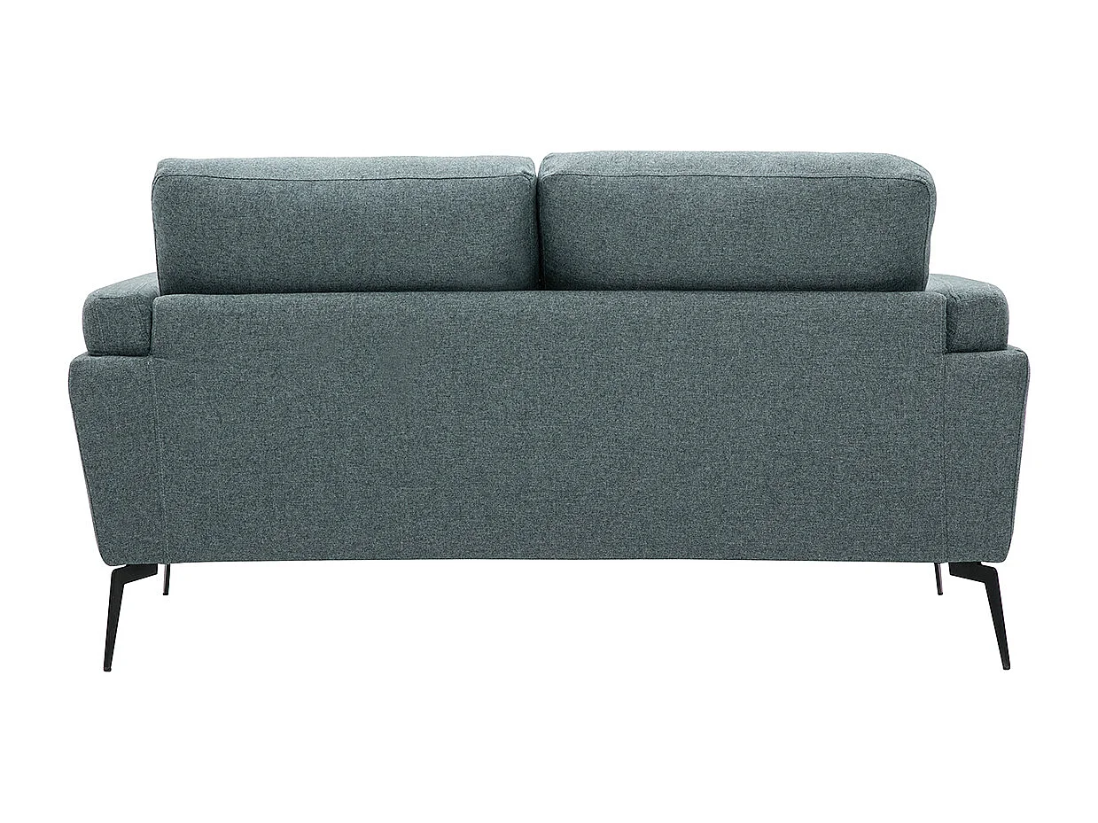 Sofá moderno 2 plazas de tela efecto aterciopelado texturizado verde grisáceo y metal negro MOSCO