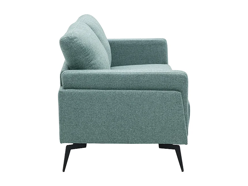 Design-Sofa im grüngrauem Samtdesign mit schwarzem Metallfuß 2-Sitzer MOSCO