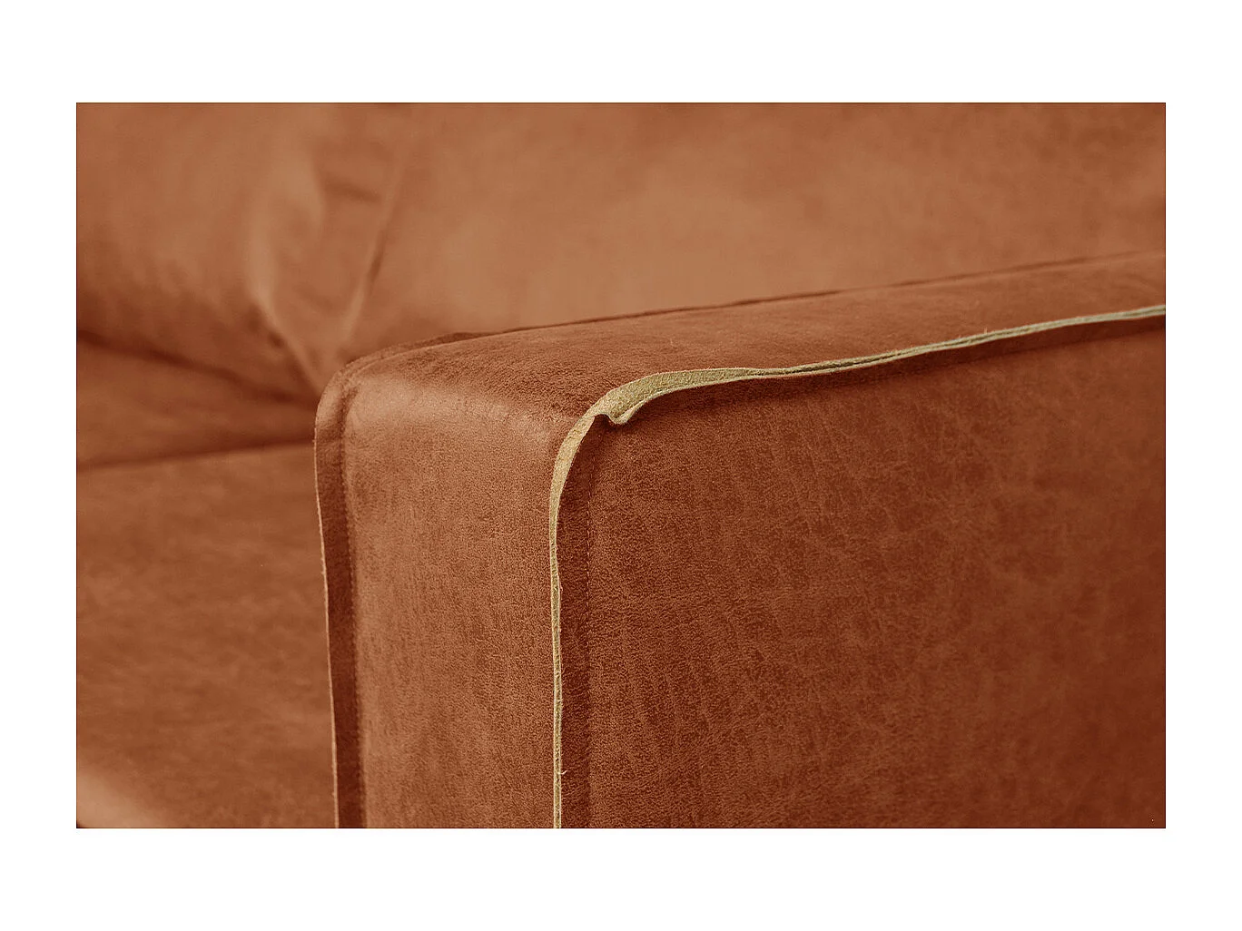 Canapé vintage 2-3 places cuir marron cognac aspect vieilli et métal noir SONNY