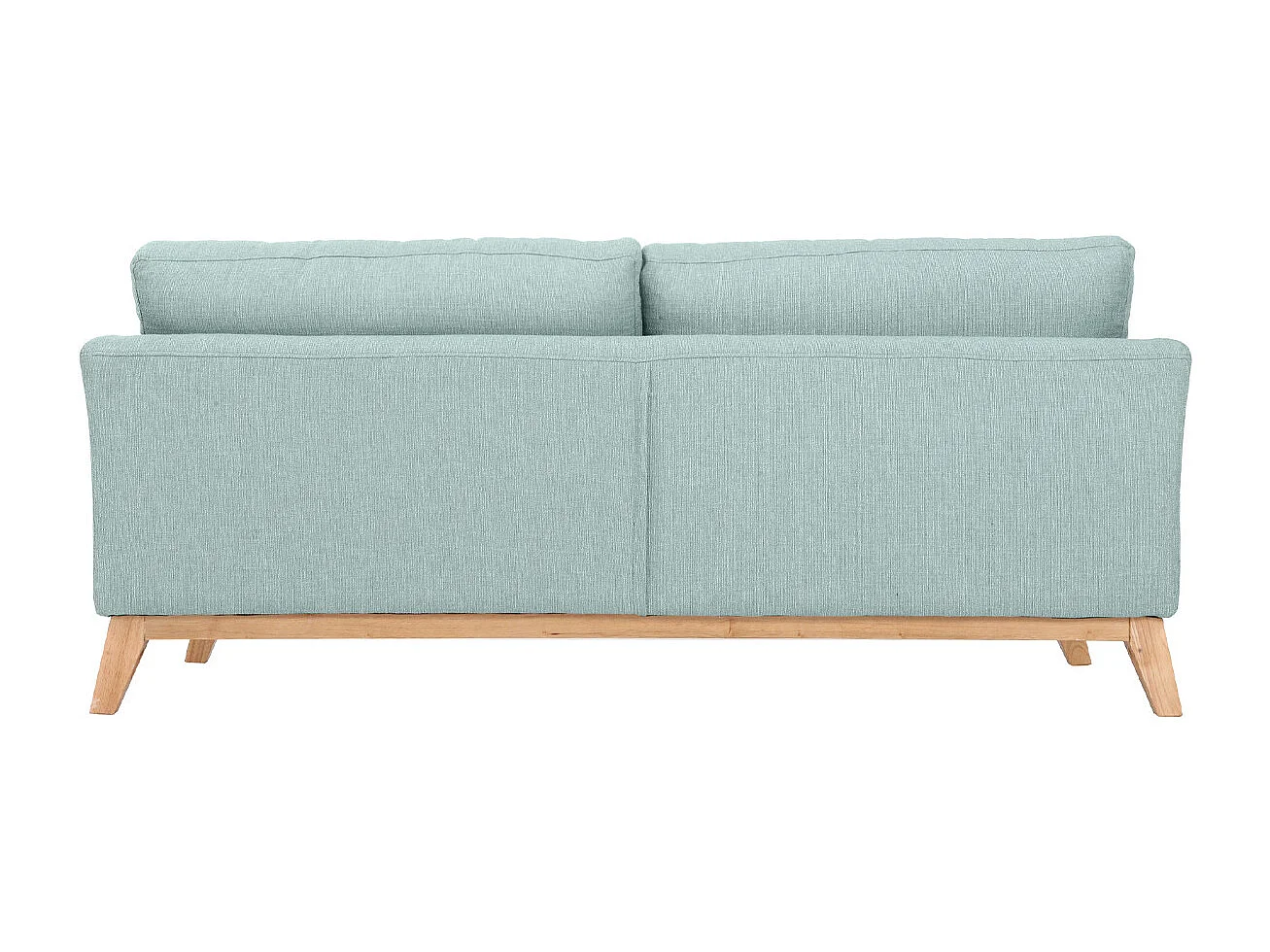 Canapé scandinave déhoussable 3 places en tissu vert lagon et bois clair OSLO