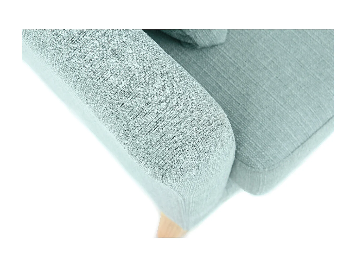 Canapé scandinave déhoussable 3 places en tissu vert lagon et bois clair OSLO