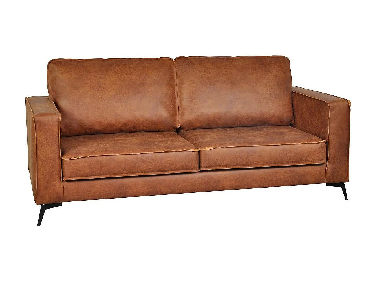 Divano pelle vintage cognac 3 posti SONNY - pelle bovina ricostituita