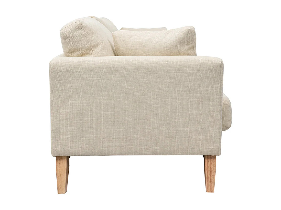 Sofá nórdico 3 plazas desenfundable beige y patas madera OSLO