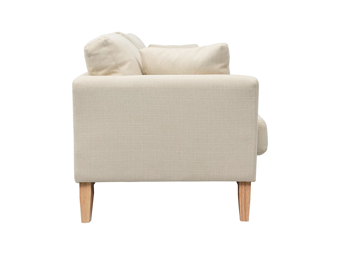 3-sitziges skandinavisches Sofa mit beigem abnehmbarem Bezug und Holzfüßen OSLO