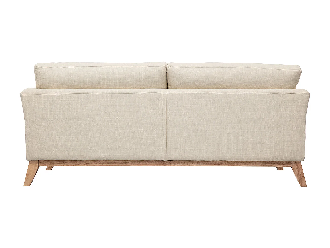 Canapé scandinave déhoussable 3 places en tissu beige et bois clair OSLO