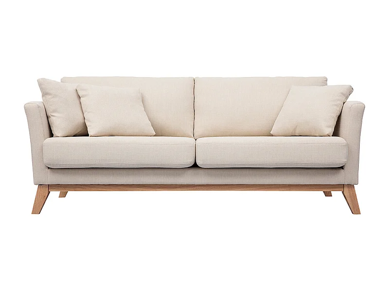 Divano sfoderabile in stile scandinavo 3 posti beige con piedini in legno OSLO