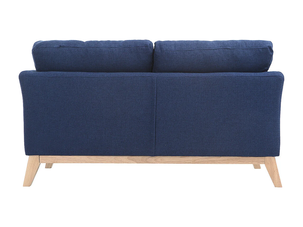 Sofa skandinavisch 2 Plätze Dunkelblau und helle Holzbeine OSLO