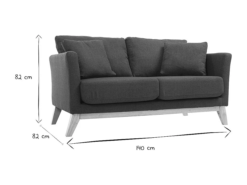 Sofa skandinavisch 2 Plätze Dunkelblau und helle Holzbeine OSLO