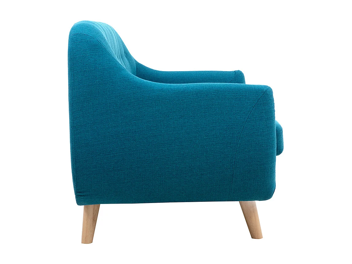 Skandinavisches 2-Sitzer-Sofa mit abnehmbarem Bezug in entenblau und Holz YNOK