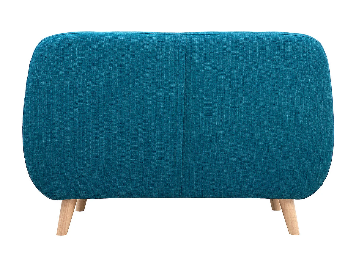 Skandinavisches 2-Sitzer-Sofa mit abnehmbarem Bezug in entenblau und Holz YNOK