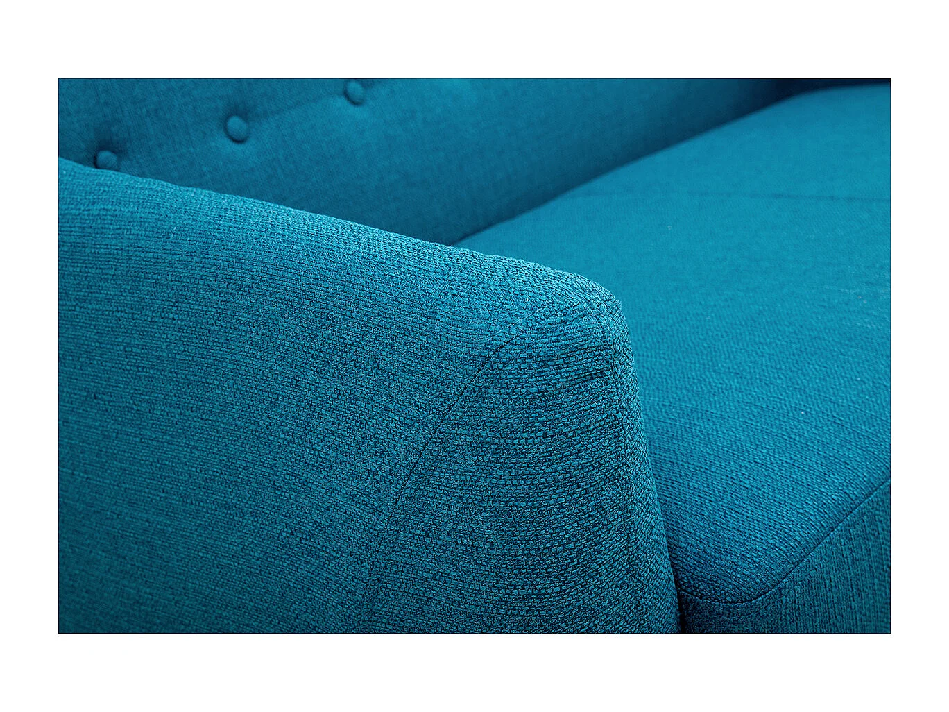 Skandinavisches 2-Sitzer-Sofa mit abnehmbarem Bezug in entenblau und Holz YNOK