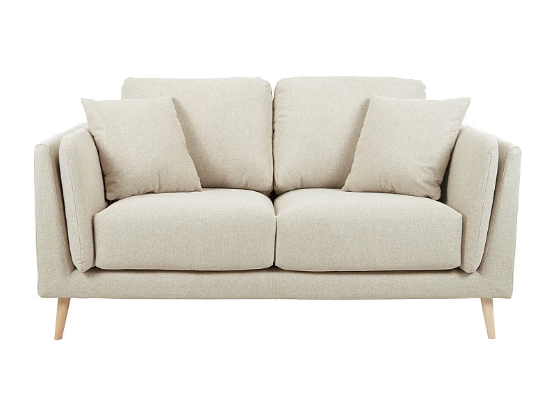 Skandinavisches Sofa 2-Sitzer aus beigem Stoff und helles Holz VOGUE