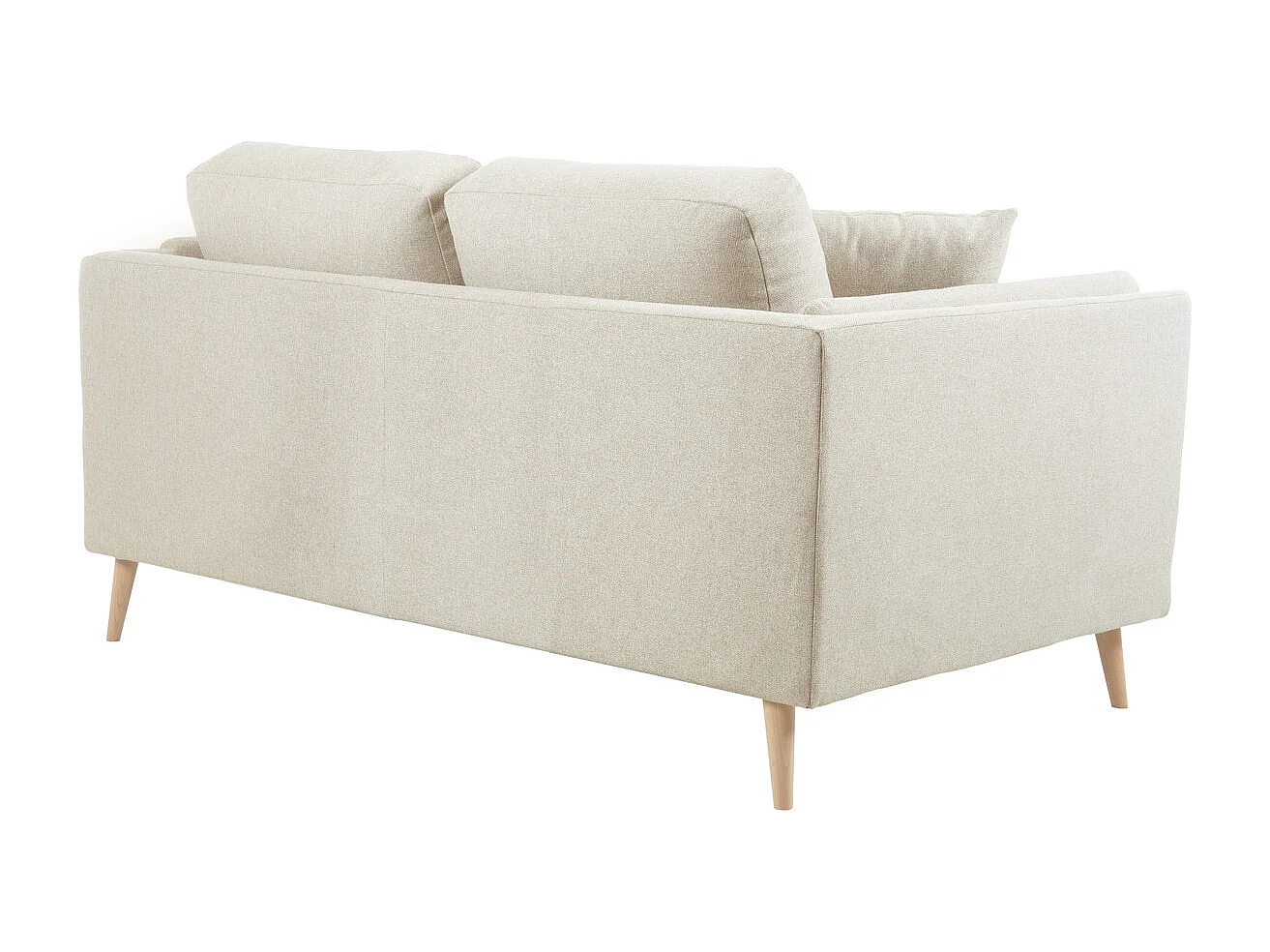 Divano scandinavo 2 posti in tessuto beige naturale e legno chiaro VOGUE