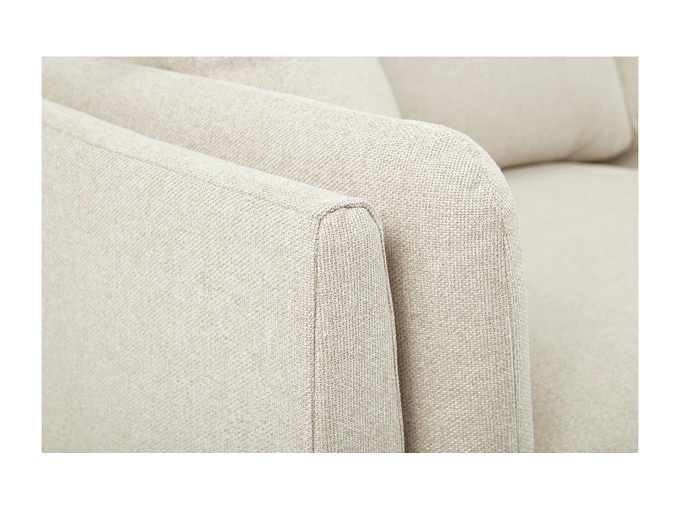 Sofá nórdico 2 plazas de tela beige natural y madera clara VOGUE