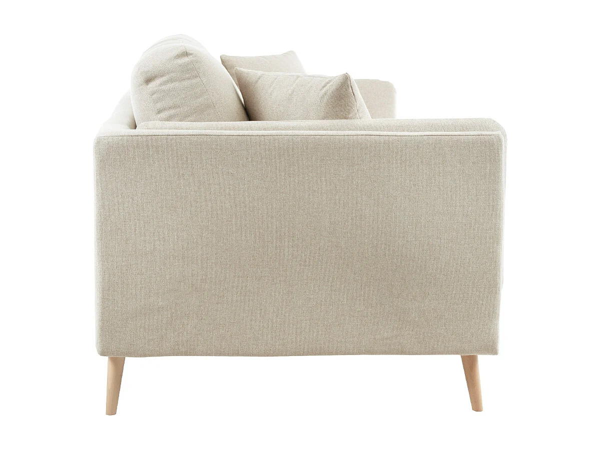 Sofá nórdico 2 plazas de tela beige natural y madera clara VOGUE