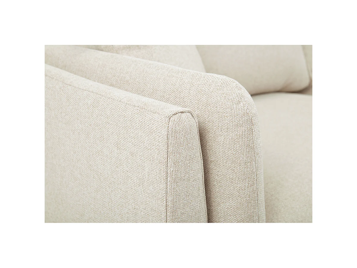 Sofá nórdico 2 plazas de tela beige natural y madera clara VOGUE