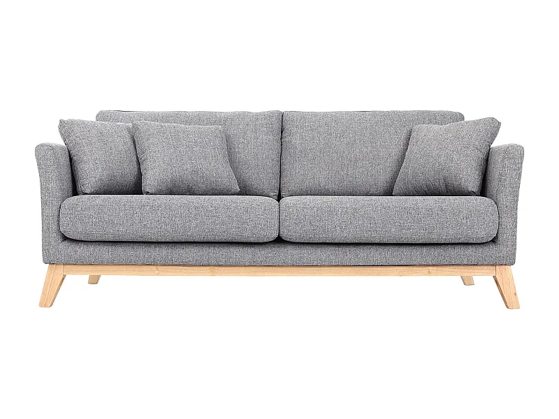 Divano scandinavo 3 posti grigio chiaro piedi legno OSLO