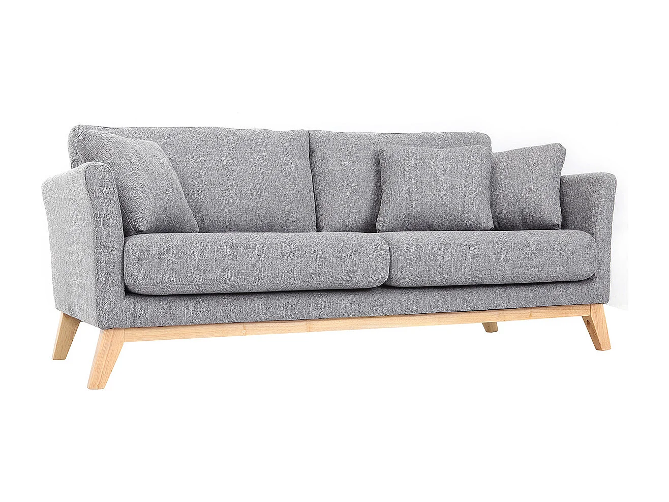 Sofá nórdico 3 plazas gris claro desenfundable patas madera OSLO