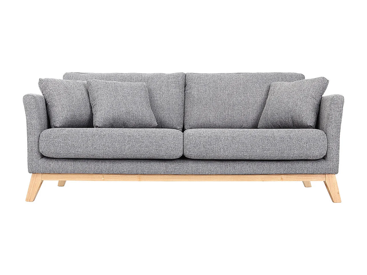 Sofá nórdico 3 plazas gris claro desenfundable patas madera OSLO