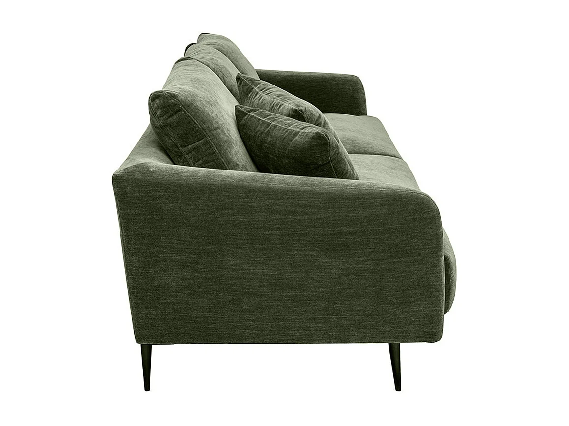 Sofá moderno 3 plazas de tejido efecto aterciopelado caqui y metal negro JERRY