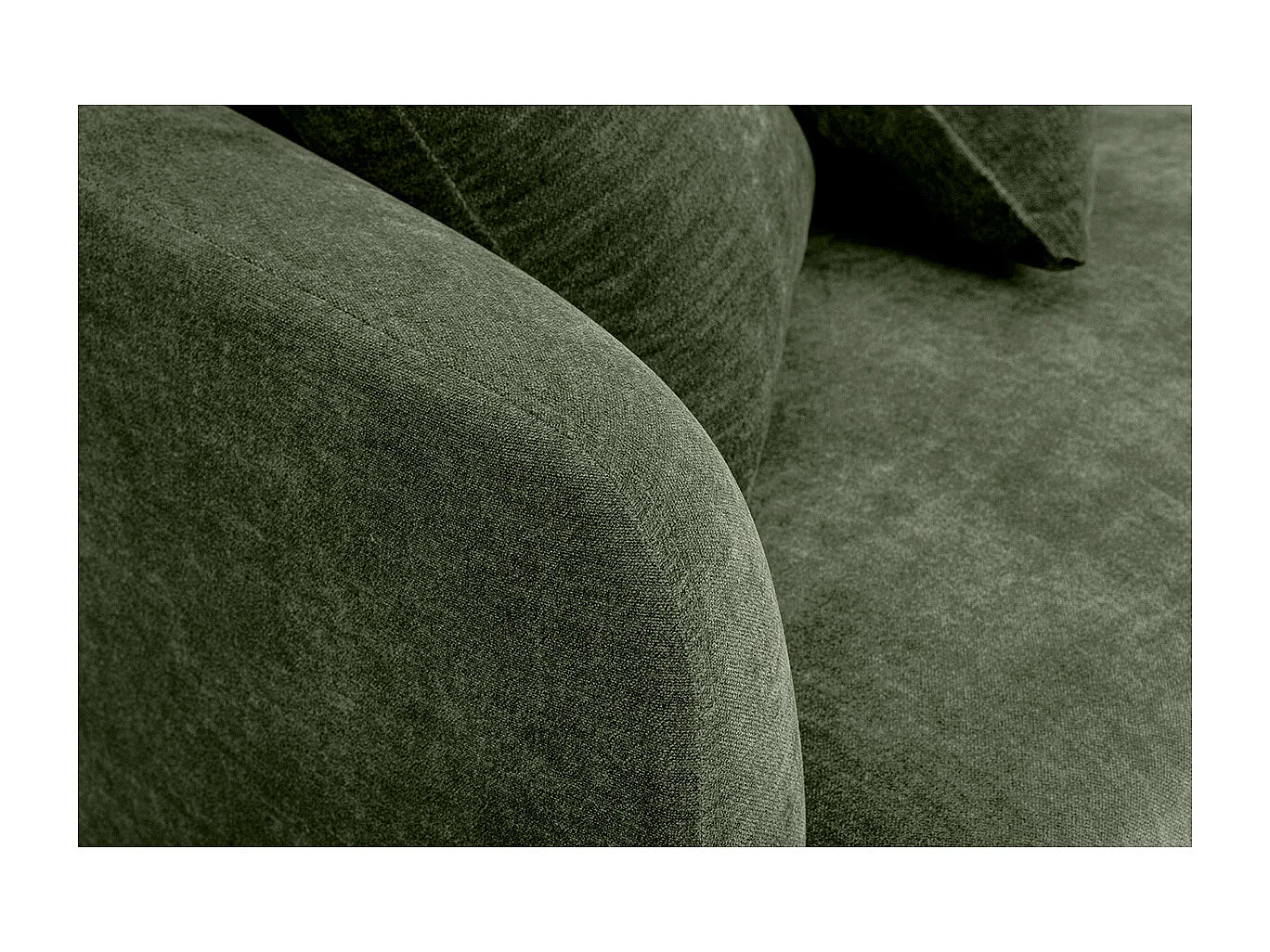 Sofá moderno 3 plazas de tejido efecto aterciopelado caqui y metal negro JERRY