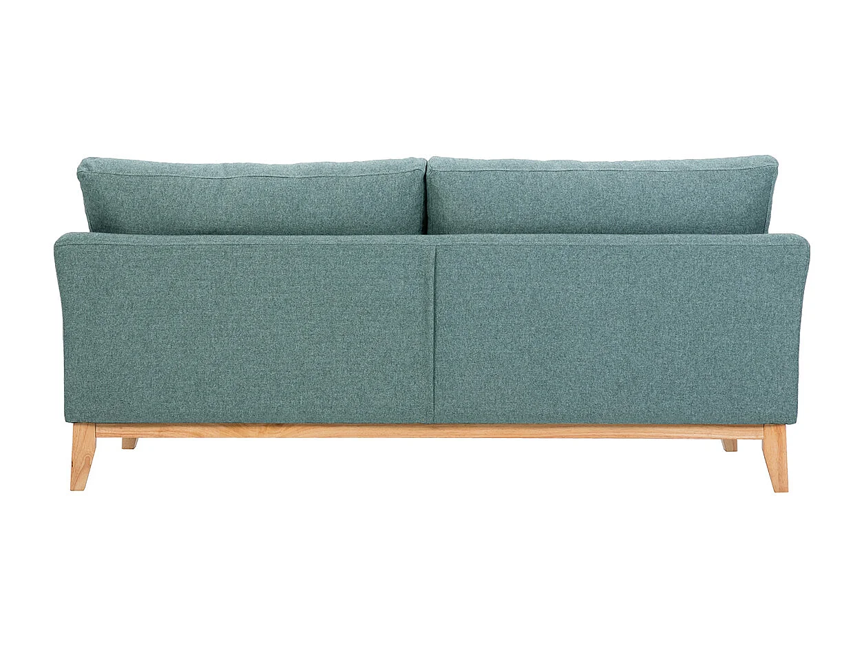 Canapé scandinave déhoussable 3 places en tissu vert de gris et bois clair OSLO
