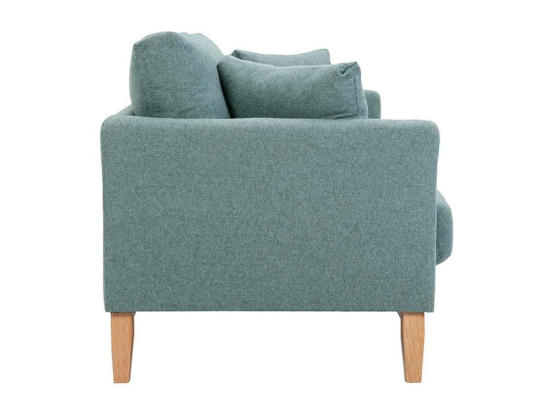 Canapé scandinave déhoussable 3 places en tissu vert de gris et bois clair OSLO