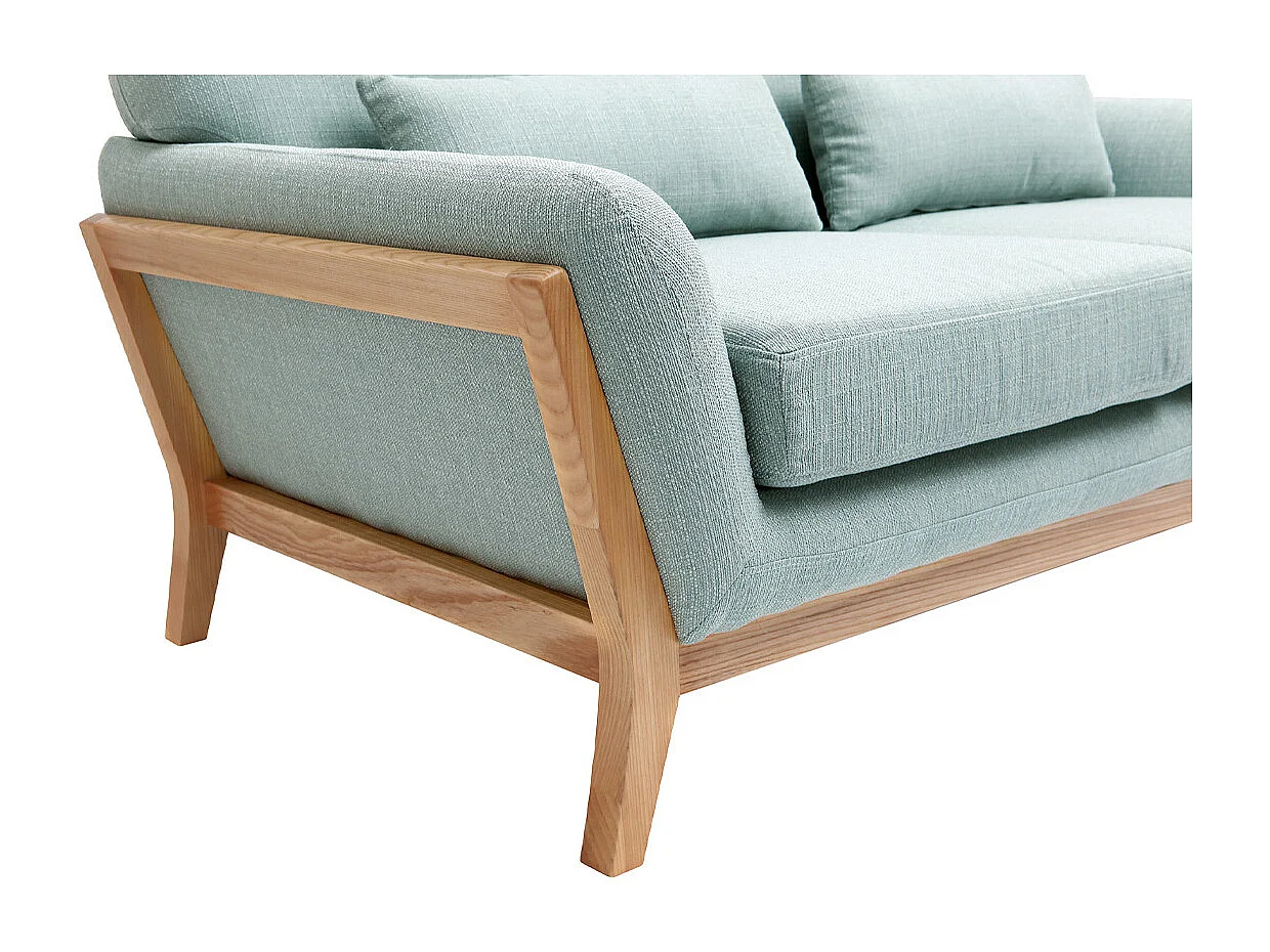 Sofa skandinavisch 2 Plätze Lagunenblau Holzbeine YOKO