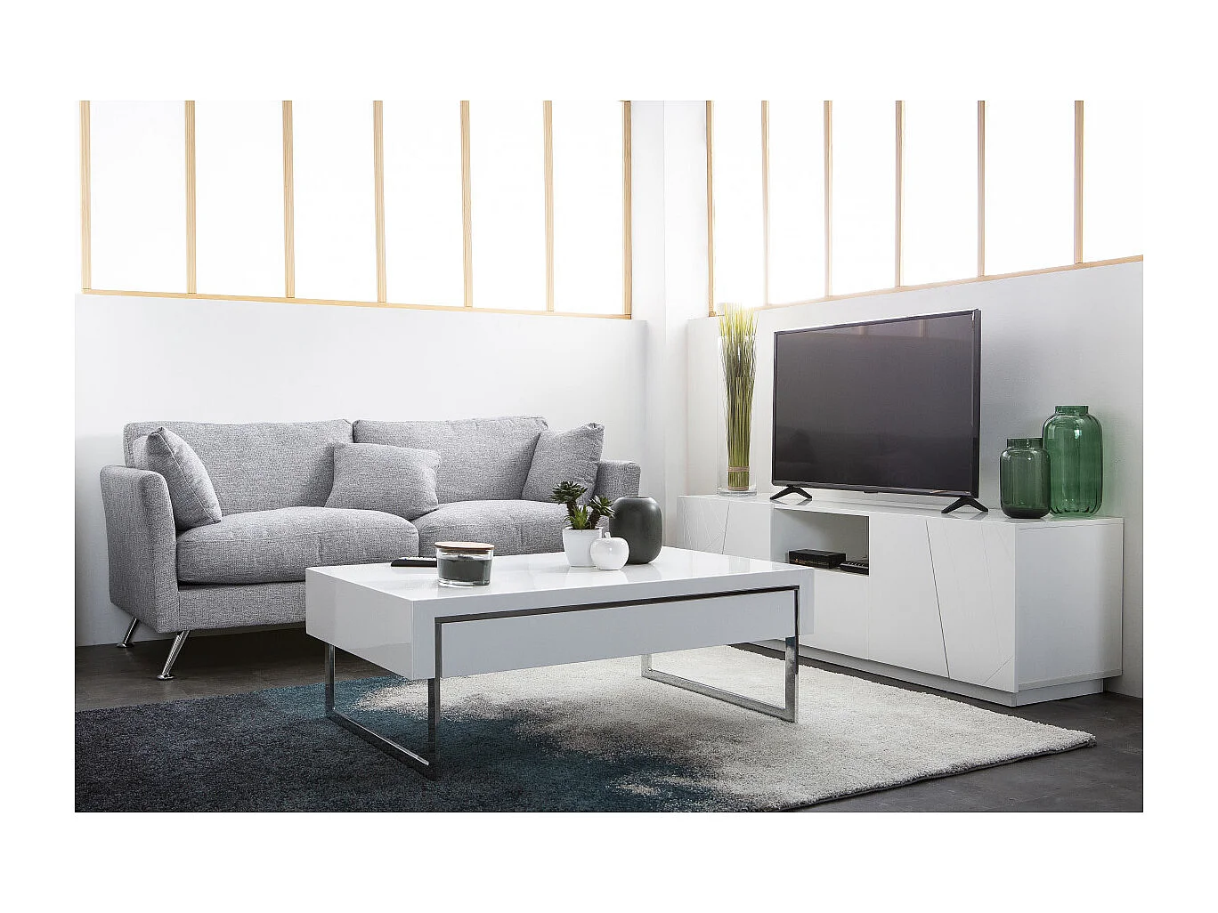 Sofá diseño 3 plazas diseño gris claro VOLUPT