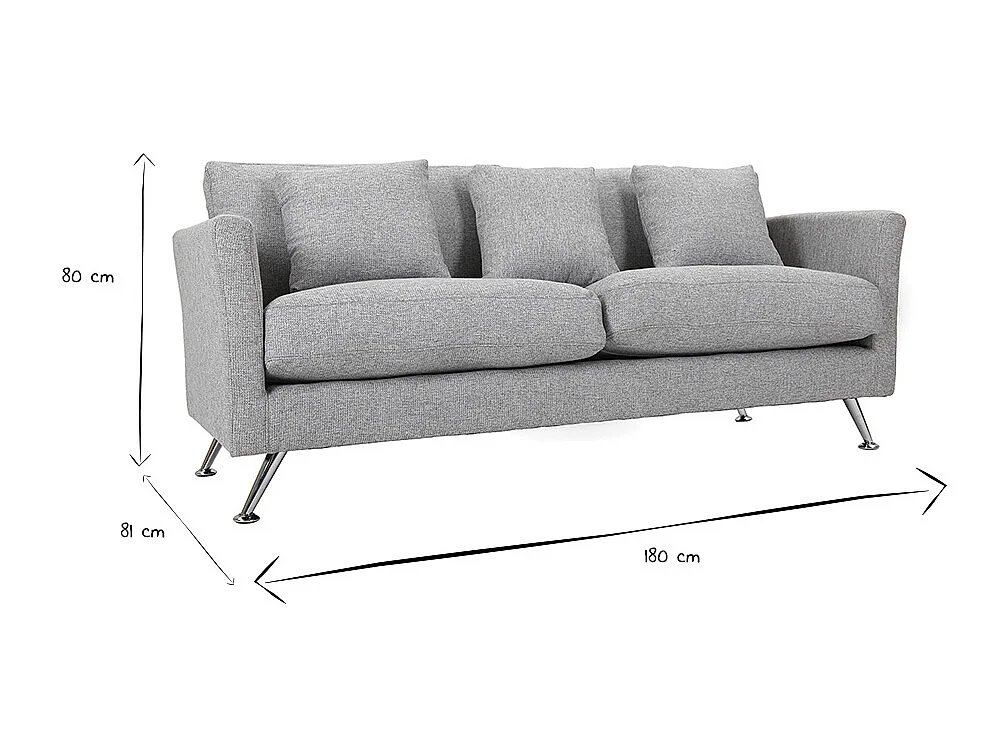 Sofá diseño 3 plazas diseño gris claro VOLUPT