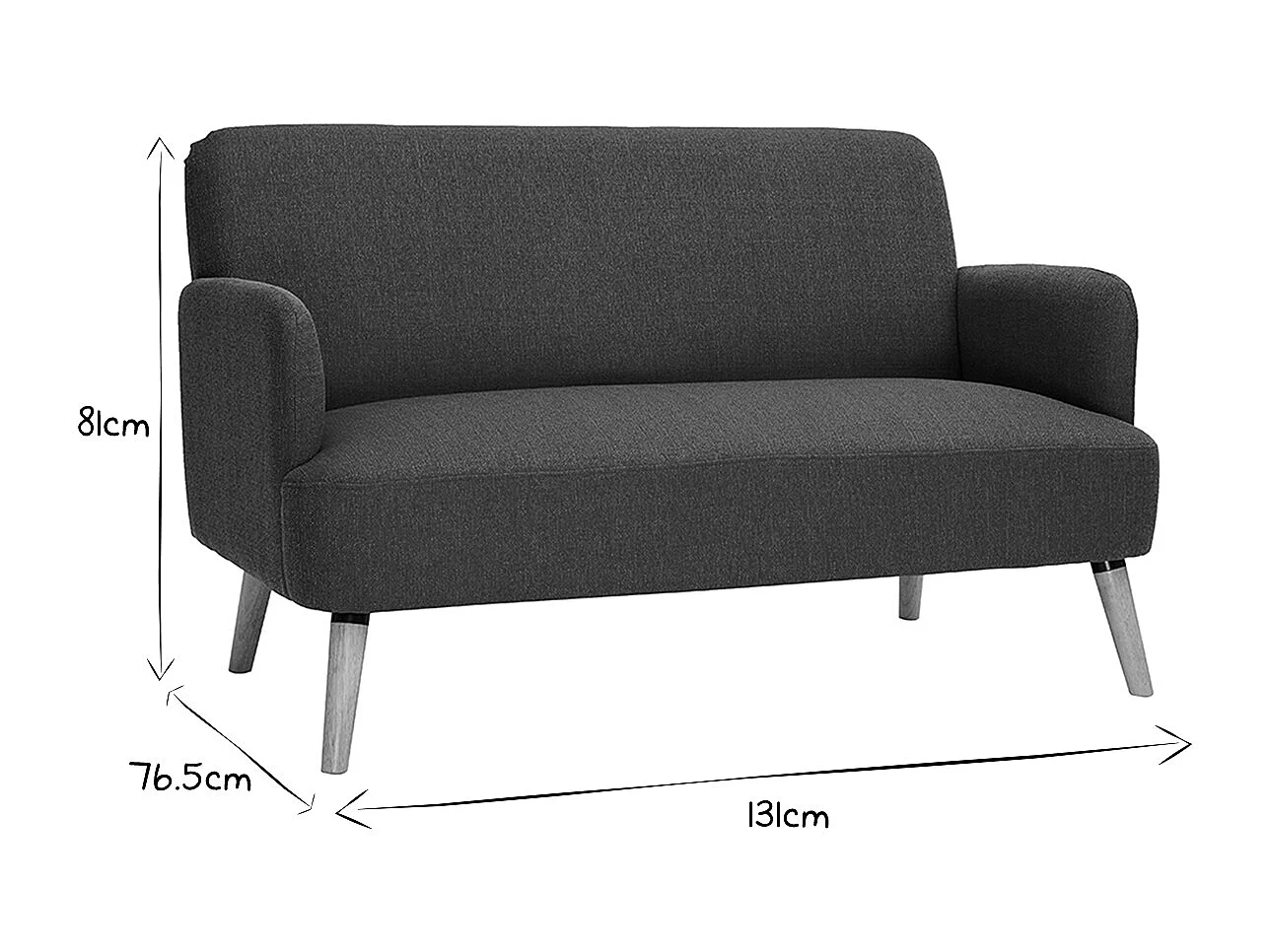 Canapé scandinave 2 places en tissu bleu canard et bois clair ISKO