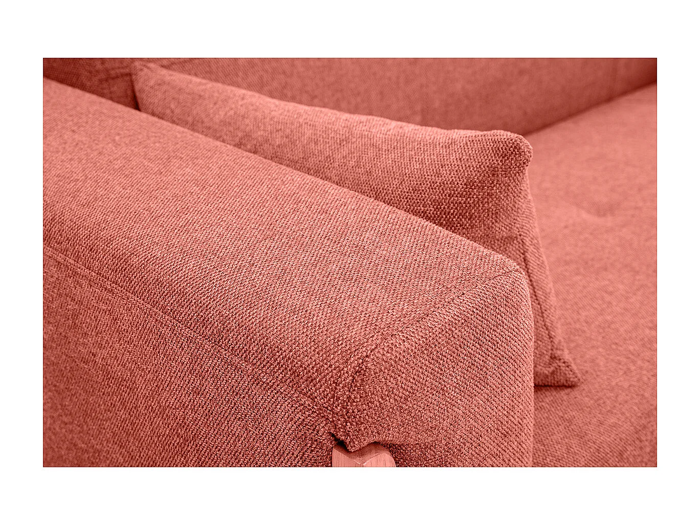 Skandinavisches Sofa aus terracottafarbenem Stoff mit Samteffekt und hellem Holz 3-Sitzer FJORD