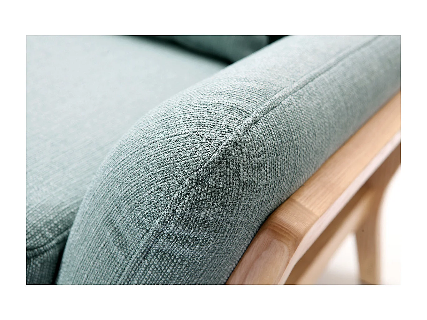 Sofa skandinavisch 3 Plätze Lagunenblau Holzbeine YOKO