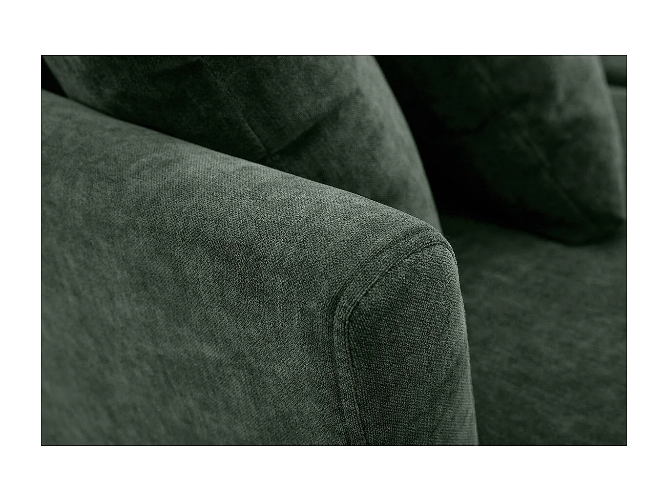 Canapé scandinave déhoussable 2 places en tissu effet velours vert kaki et bois clair OSLO