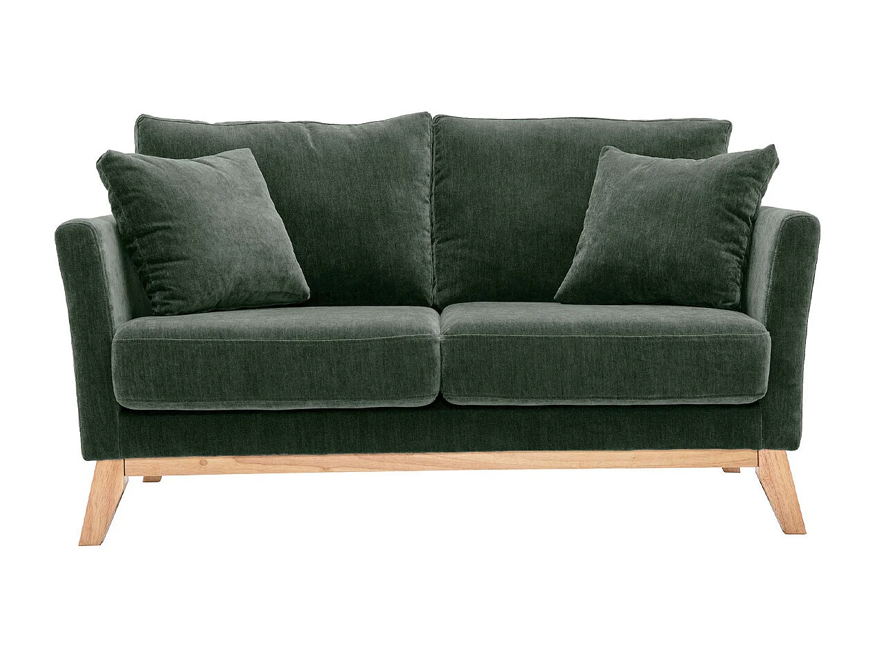 Divano scandinavo 2 posti sfoderabile effetto velluto kaki OSLO