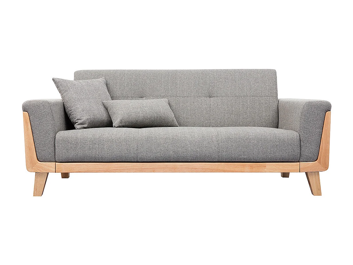 Design-Sofa 3 Plätze Hellgrau Holzbeine FJORD