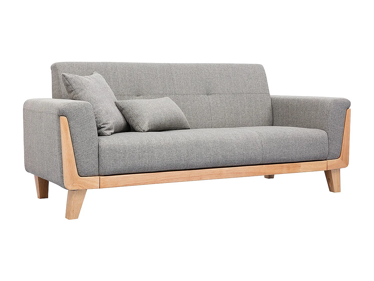 Design-Sofa 3 Plätze Hellgrau Holzbeine FJORD