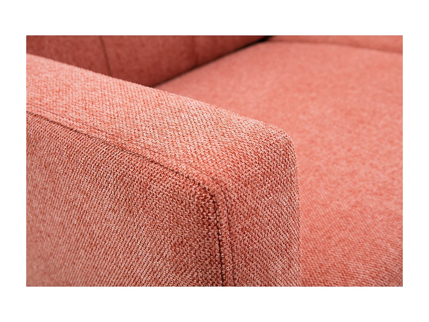 Canapé scandinave 2 places en tissu effet velours texturé terracotta et bois clair MOON