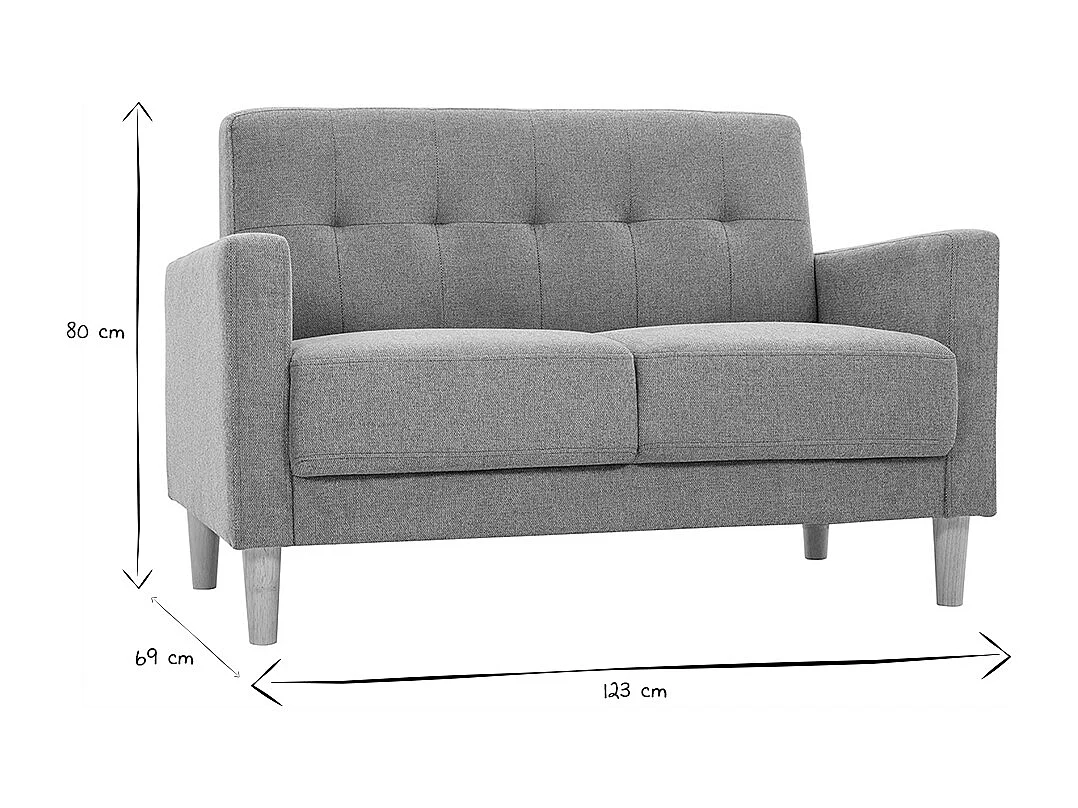 Skandinavisches Sofa aus terracottafarbenem Stoff mit Samteffekt und hellem Holz 2-Sitzer MOON