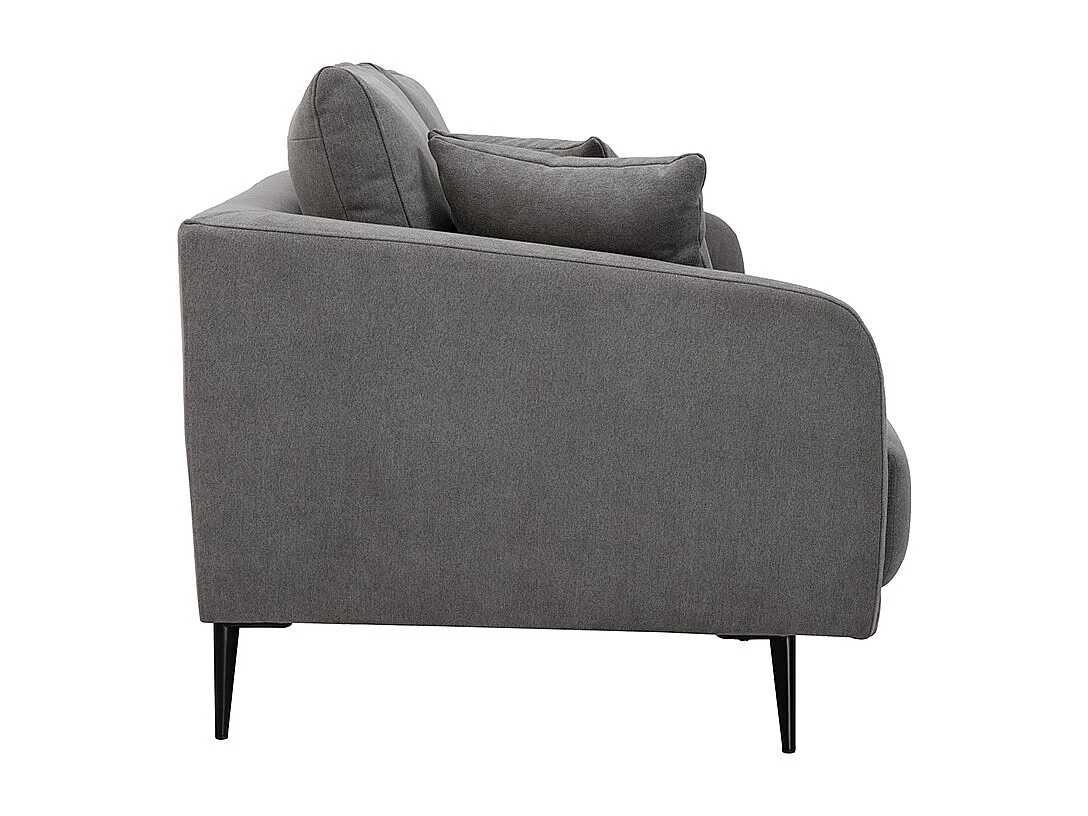 Canapé design 3 places en tissu effet velours gris et métal noir JERRY