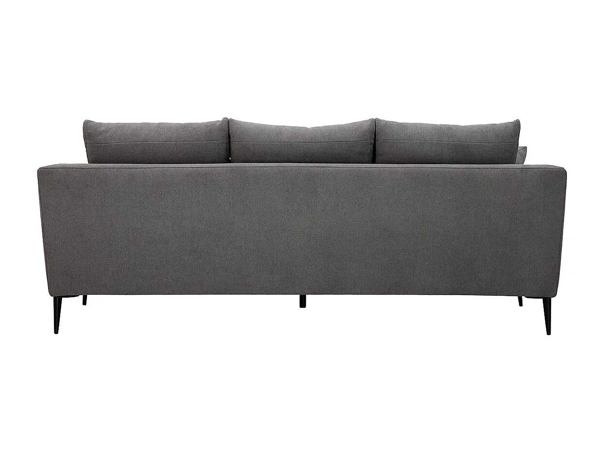 Canapé design 3 places en tissu effet velours gris et métal noir JERRY