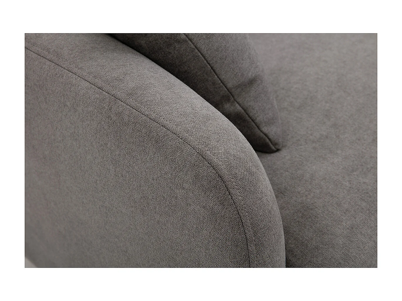 Canapé design 3 places en tissu effet velours gris et métal noir JERRY