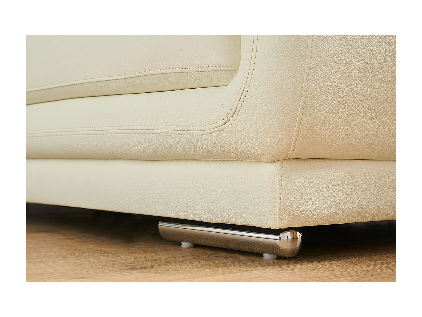 Canapé design 2 places en cuir blanc et acier chromé TAMARA