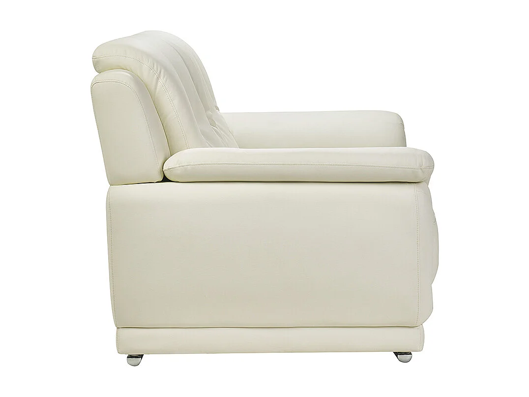 Canapé design 2 places en cuir blanc et acier chromé TAMARA