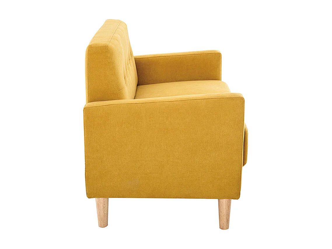 Sofá 2 plazas de estilo nórdico amarillo mostaza con efecto aterciopelado MOON