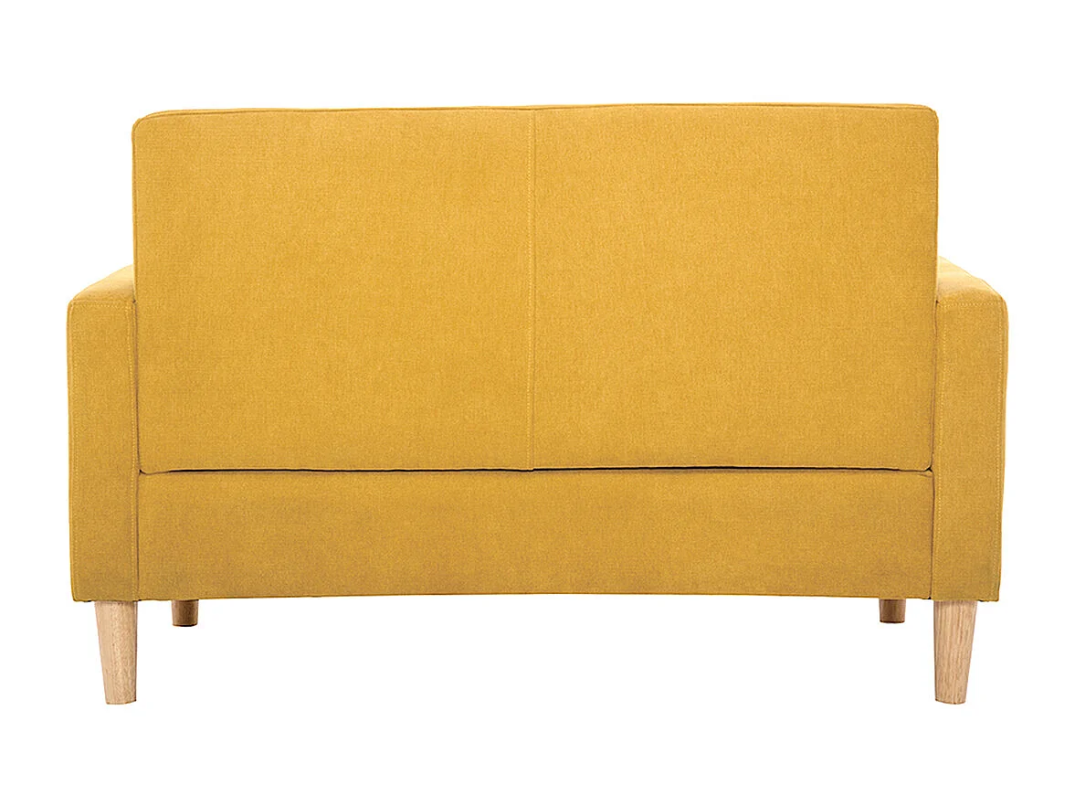 Sofá 2 plazas de estilo nórdico amarillo mostaza con efecto aterciopelado MOON