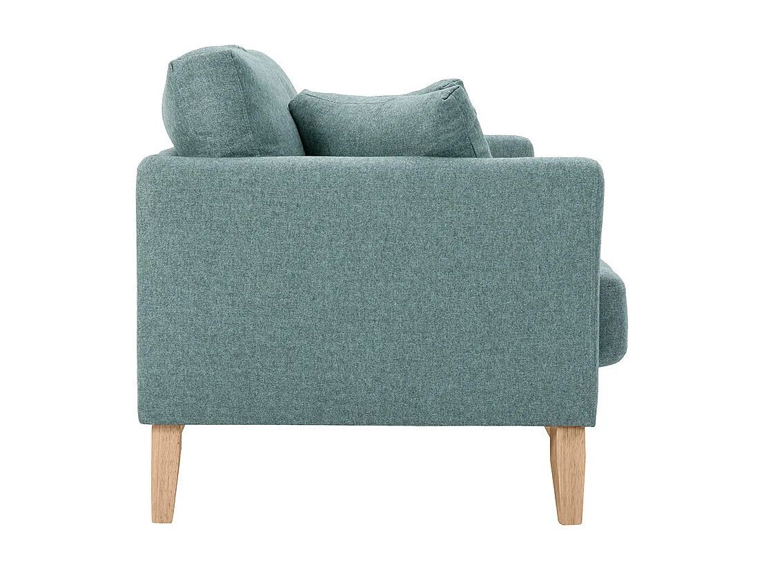 Skandinavisches Sofa aus graugrünem Stoff mit Samteffekt und hellem Holz 2-Sitzer OSLO