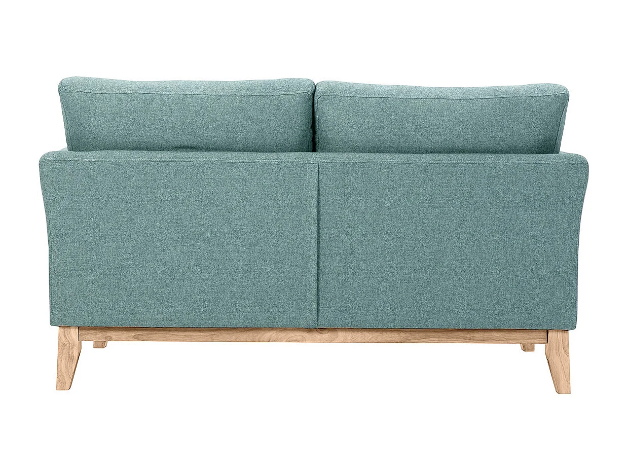 Skandinavisches Sofa aus graugrünem Stoff mit Samteffekt und hellem Holz 2-Sitzer OSLO