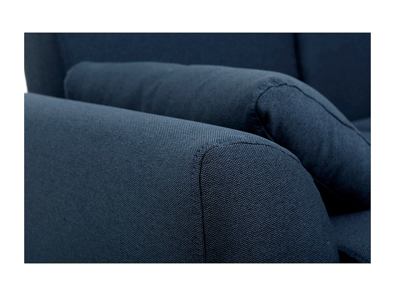 Canapé 2 places en tissu bleu foncé et bois foncé EKTOR