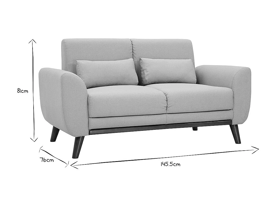 Canapé 2 places en tissu bleu foncé et bois foncé EKTOR